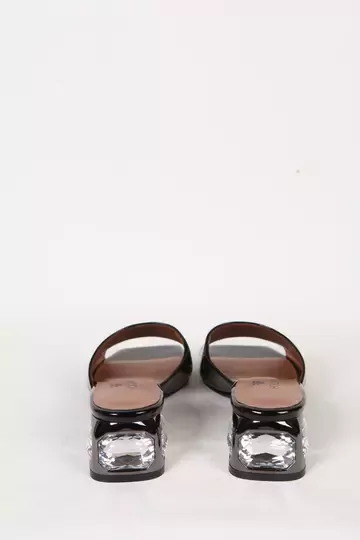 Kadın Deri Terlik Siyah Rugan