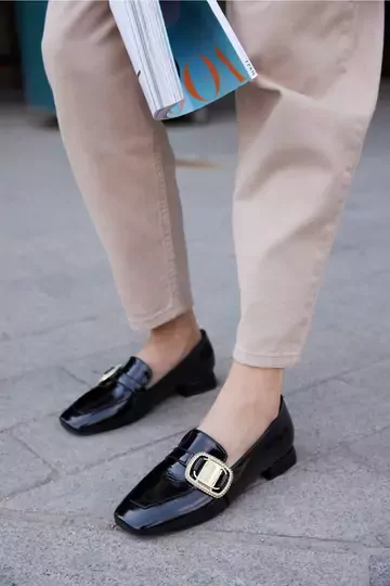 Kadın Deri Ayakkabı Siyah Rugan