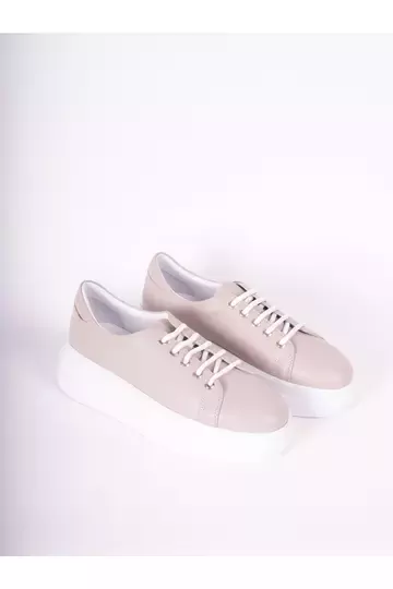 Kadın Deri Sneaker Vizon