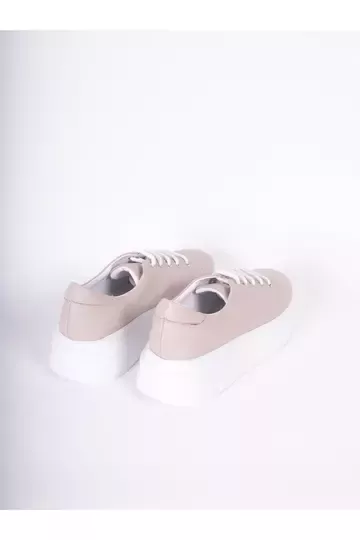 Kadın Deri Sneaker Vizon