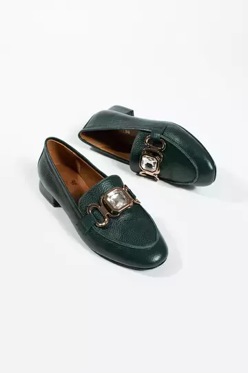 Kadın Siyah Deri Aksesuar Detaylı Ayakkabı