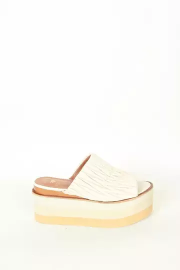 Kadın Deri Terlik Dolgu Topuk Vizon