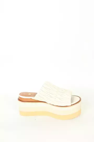 Kadın Deri Terlik Dolgu Topuk Vizon