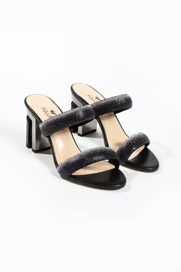 Kadın Hakiki Deri Taş Ve Topuk Detaylı Terlik