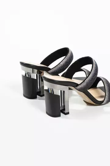 Kadın Hakiki Deri Taş Ve Topuk Detaylı Terlik