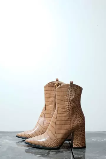 Kadın Vizon Hakiki Kroko Deri Bot