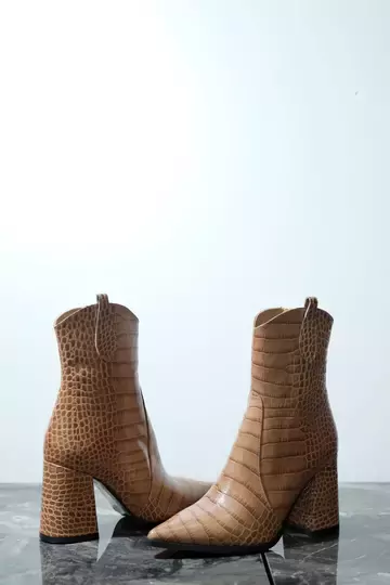 Kadın Vizon Hakiki Kroko Deri Bot