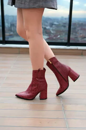 Kadın Vizon Hakiki Kroko Deri Bot