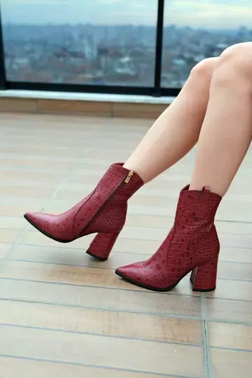 Kadın Vizon Hakiki Kroko Deri Bot