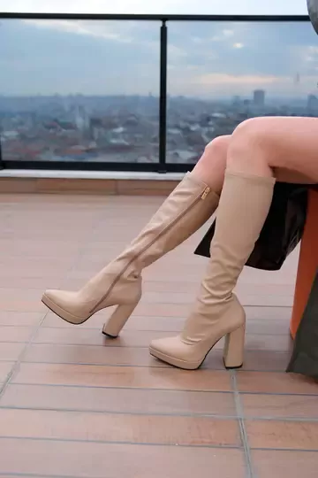 Kadın Hakiki Deri Streç Topuklu Çizme