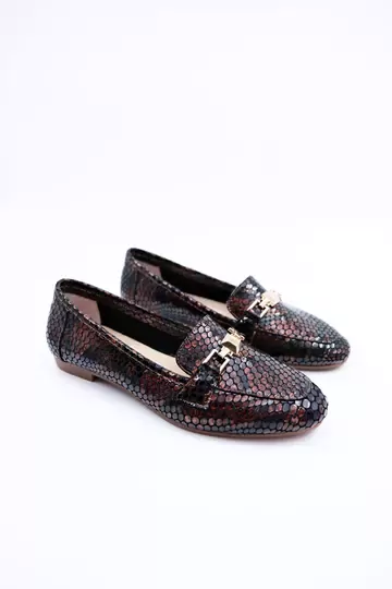 Kadın Hakiki Deri Babet Bakır Rugan