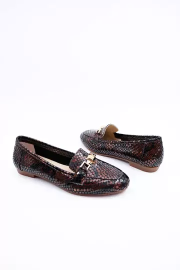 Kadın Hakiki Deri Babet Bakır Rugan