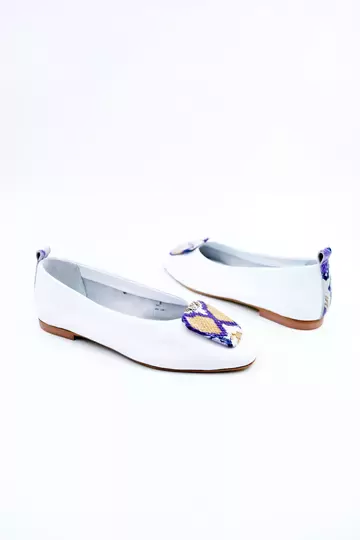 Kadın Hakiki Deri Babet Beyaz