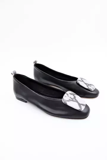 Kadın Hakiki Deri Babet Siyah