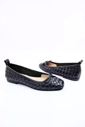 Kadın Hakiki Deri Babet Siyah