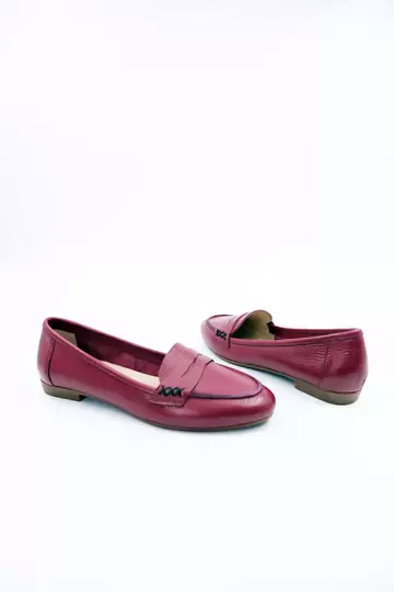 Kadın Hakiki Deri Babet Bordo