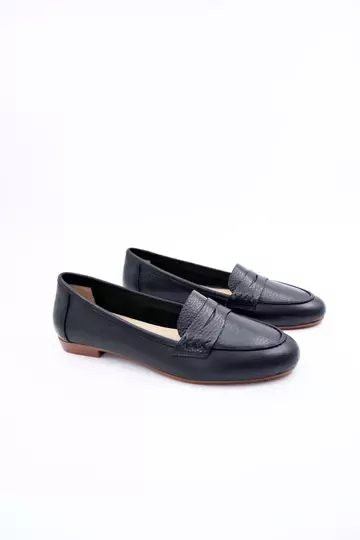 Kadın Hakiki Deri Babet Siyah