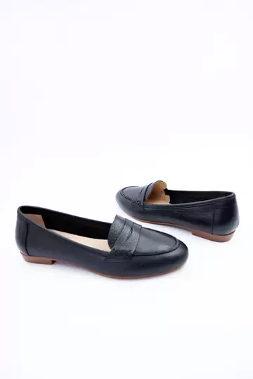 Kadın Hakiki Deri Babet Siyah