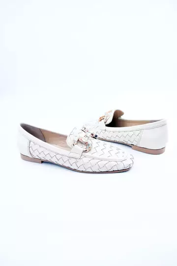 Kadın Hakiki Deri Babet Krem