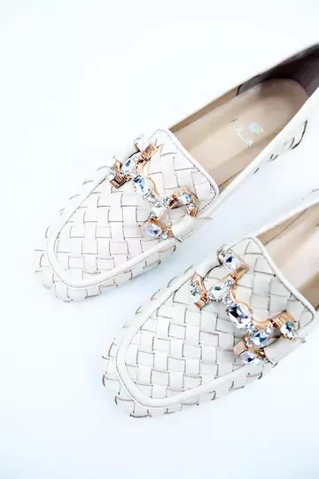 Kadın Hakiki Deri Babet Krem