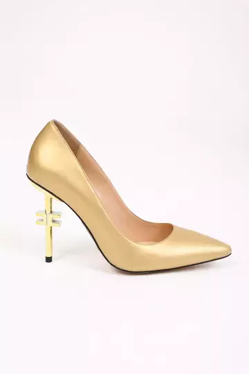 Kadın Deri Stiletto Gold