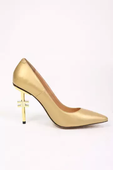 Kadın Deri Stiletto Gold