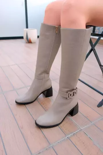 Kadın Vizon Topuklu Deri Çizme