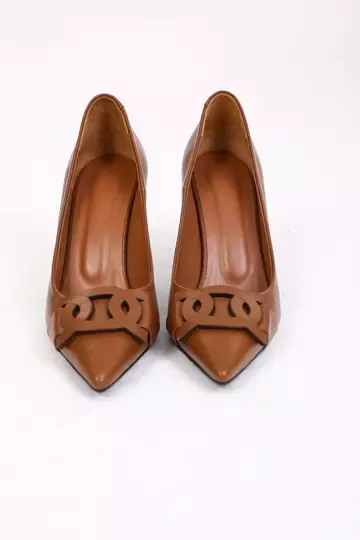 Kadın Deri Stiletto Taba