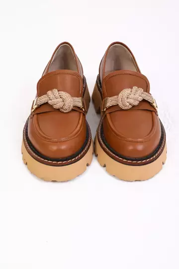 Kadın Taba Loafer Aksesuar Detaylı