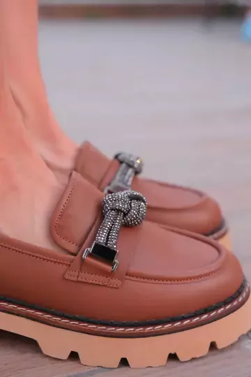 Kadın Taba Loafer Aksesuar Detaylı