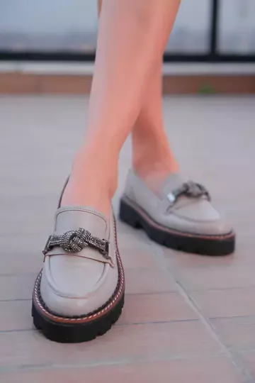 Kadın Taba Loafer Aksesuar Detaylı