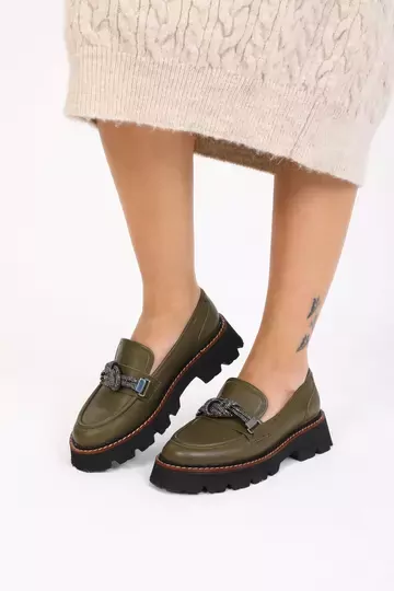 Kadın Taba Loafer Aksesuar Detaylı