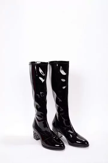 Kadın Siyah Rugan Streç Çizme