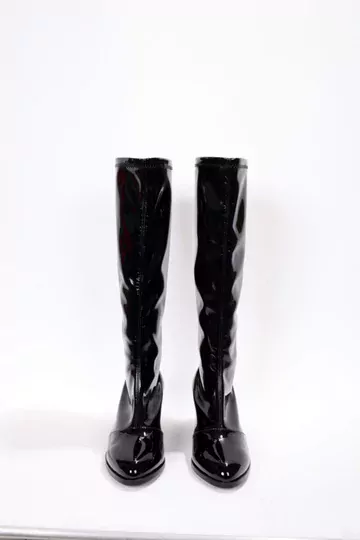 Kadın Siyah Rugan Streç Çizme