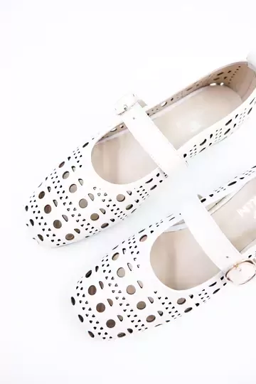 Kadın Hakiki Deri Babet Beyaz