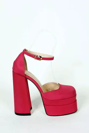 Kadın Fuşya Saten Platform Topuklu Abiye Ayakkabı