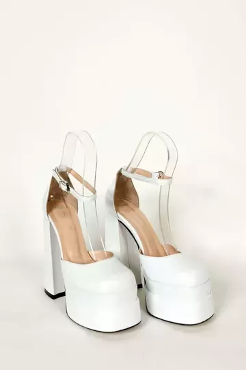 Kadın Fuşya Saten Platform Topuklu Abiye Ayakkabı