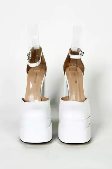 Kadın Fuşya Saten Platform Topuklu Abiye Ayakkabı