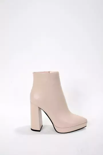 Kadın Bej Hakiki Deri Platform Bot