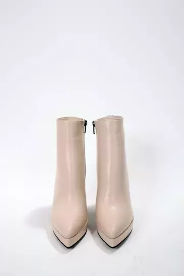 Kadın Bej Hakiki Deri Platform Bot