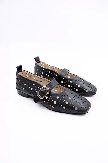 Kadın Hakiki Deri Babet Siyah