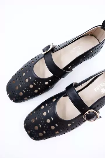 Kadın Hakiki Deri Babet Siyah