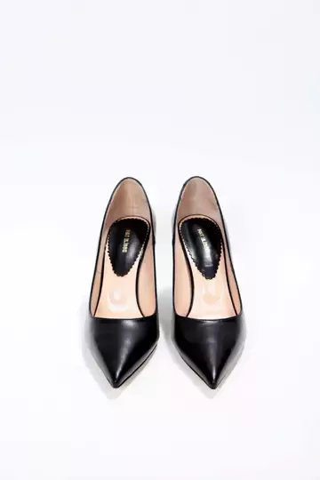 Klasik Siyah Topuklu Ayakkabı Hakiki Deri