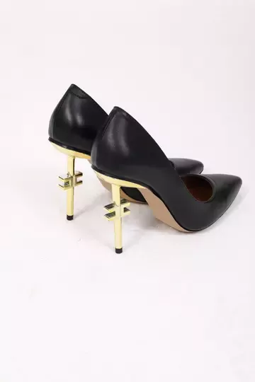 Kadın Deri Stiletto Gold