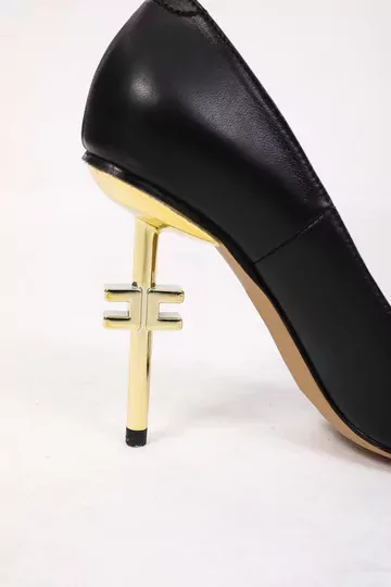 Kadın Deri Stiletto Gold