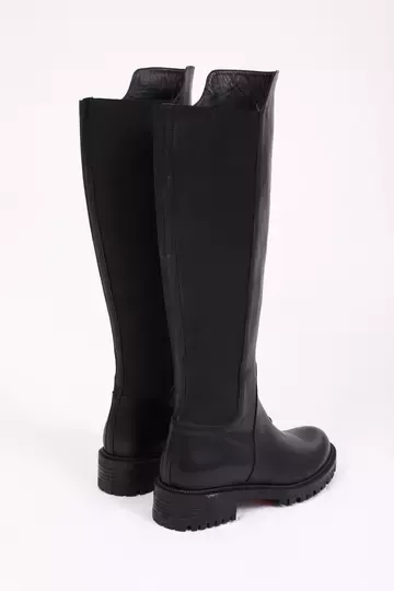 Kadın Siyah Topuklu Deri Çizme