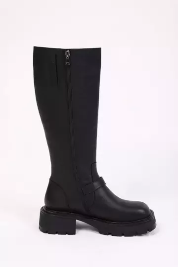 Kadın Deri Çizme Siyah