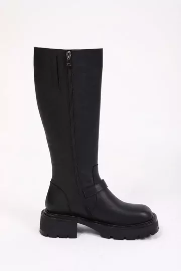 Kadın Deri Çizme Siyah