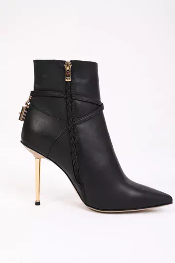 Kadın Deri Bot Topuklu Siyah