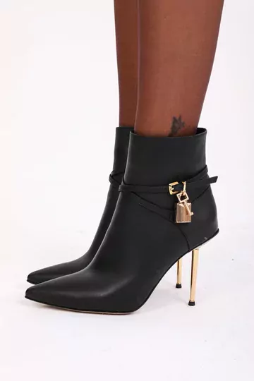 Kadın Deri Bot Topuklu Siyah